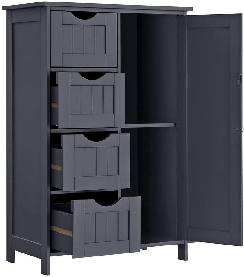 Nova Floor Cabinet with 4 Drawers and Adjustable Shelf Gray LHC41GY