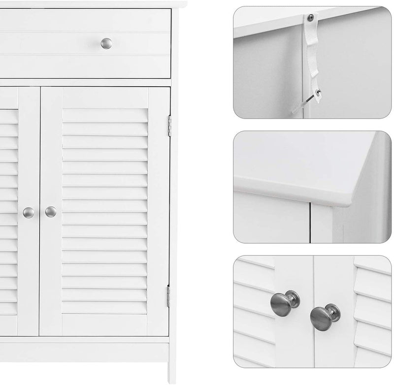 Nova Floor Cabinet with Drawer and 2 Slat Doors White BBC51WT