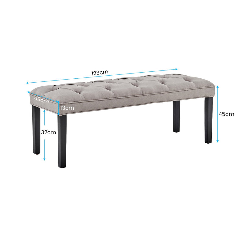 Cate Button-tufted Upholstered Bench With Tapered Legs By Sarantino - Light Grey