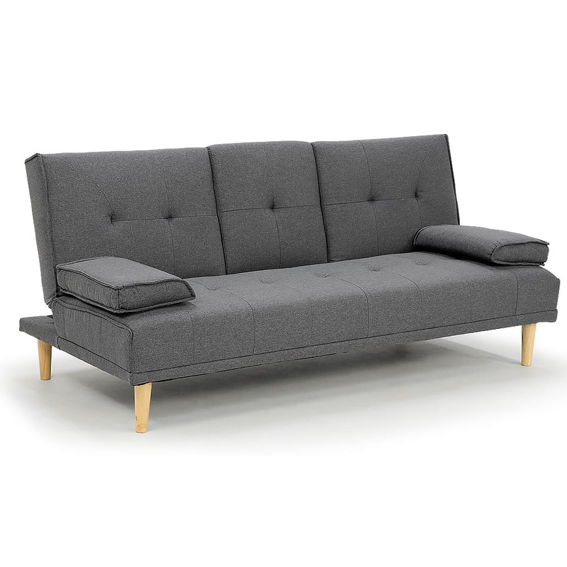 Rochester Linen Fabric Sofa Bed Lounge Couch Futon Furniture Suite - Dark Grey