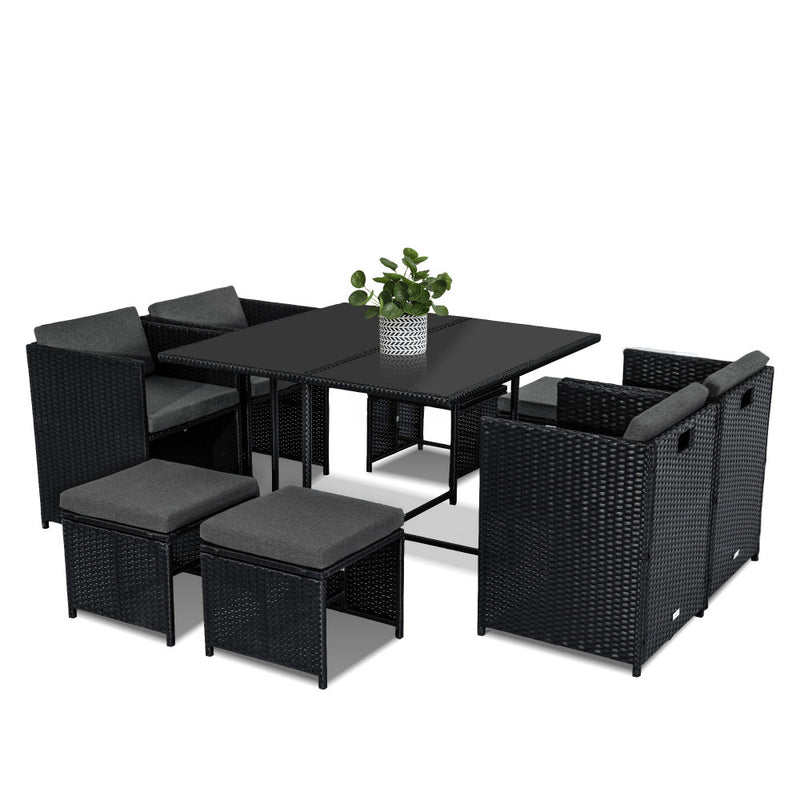 Nova 8 Seater Outdoor Dining Set – Black