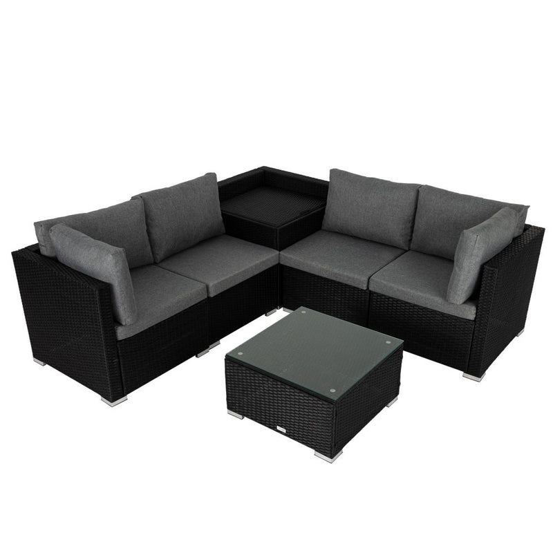Modular Outdoor Lounge Sofa Coogee - Black 6PCS