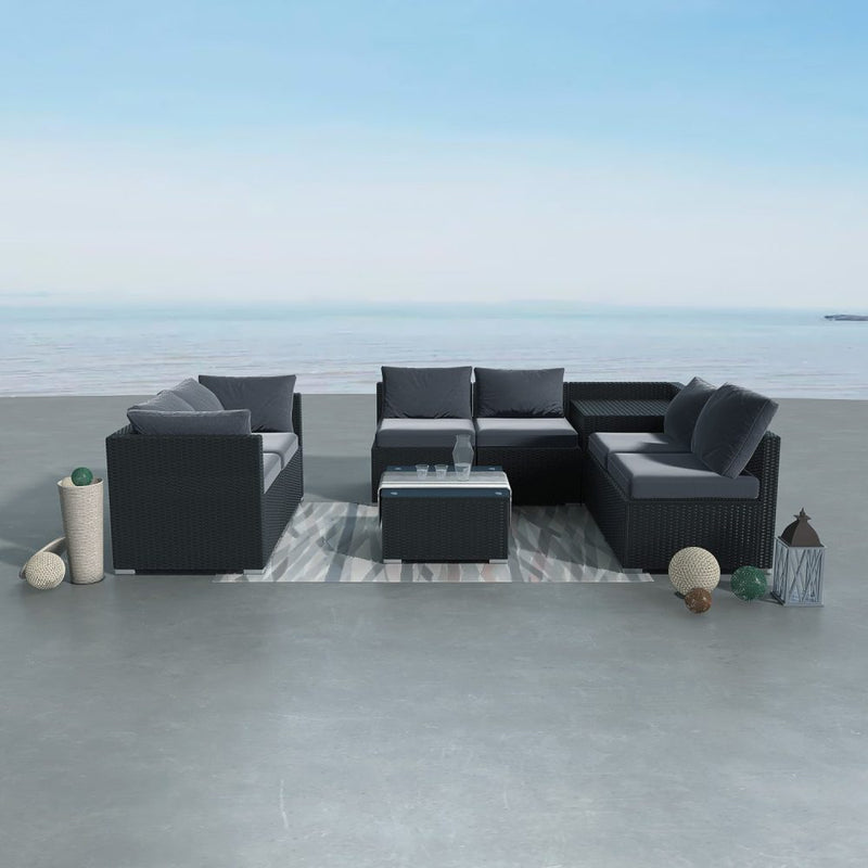 Modular Lounge Sofa 8PCS Outdoor Furniture Black
