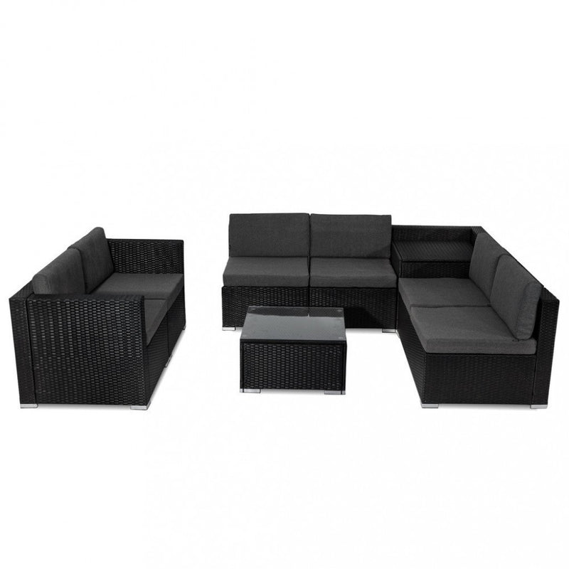 Modular Lounge Sofa 8PCS Outdoor Furniture Black