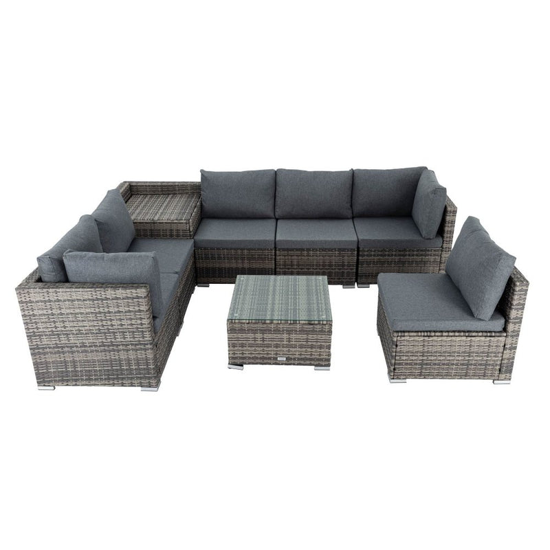 Modular Lounge Sofa 8PCS Outdoor Furniture Grey