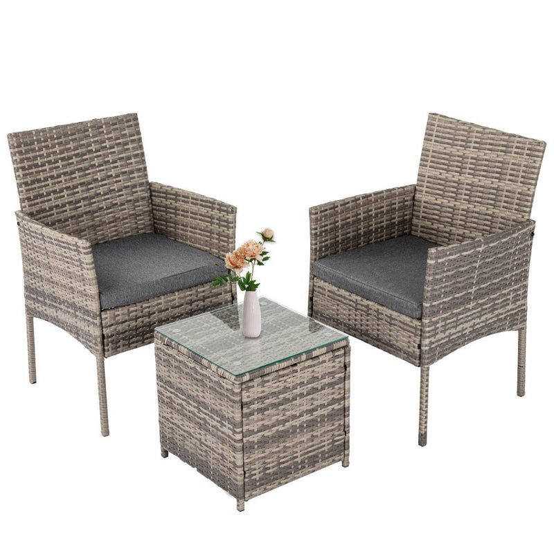 Brent 2 Seater Rattan Outdoor Furniture Chat Set- Mixed Grey