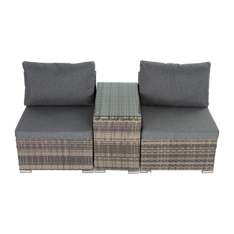 Nuvali Outdoor Lounge Sofa with Wicker End Table Set