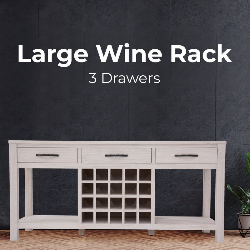 Crestwood Sideboard Buffet Wine Cabinet Bar Bottle Wooden Storage Rack - White