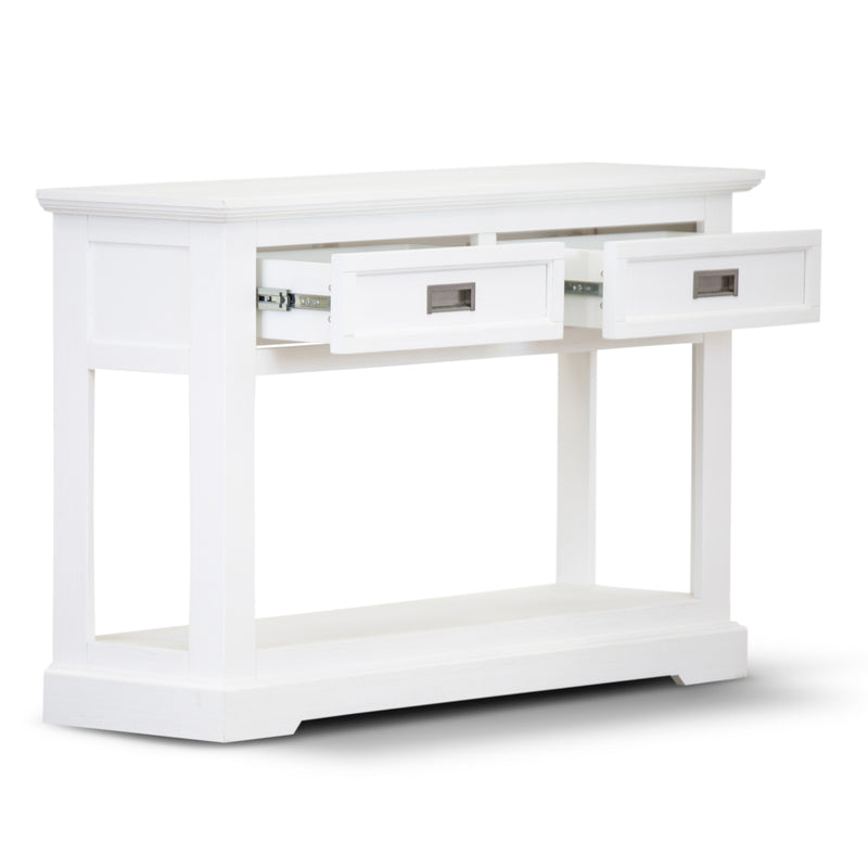 Classic White Console Hallway Entry Table 125cm Solid Acacia Timber Wood Coastal