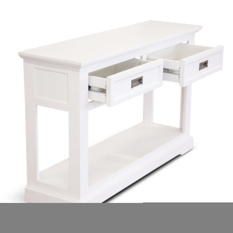Classic White Console Hallway Entry Table 125cm Solid Acacia Timber Wood Coastal