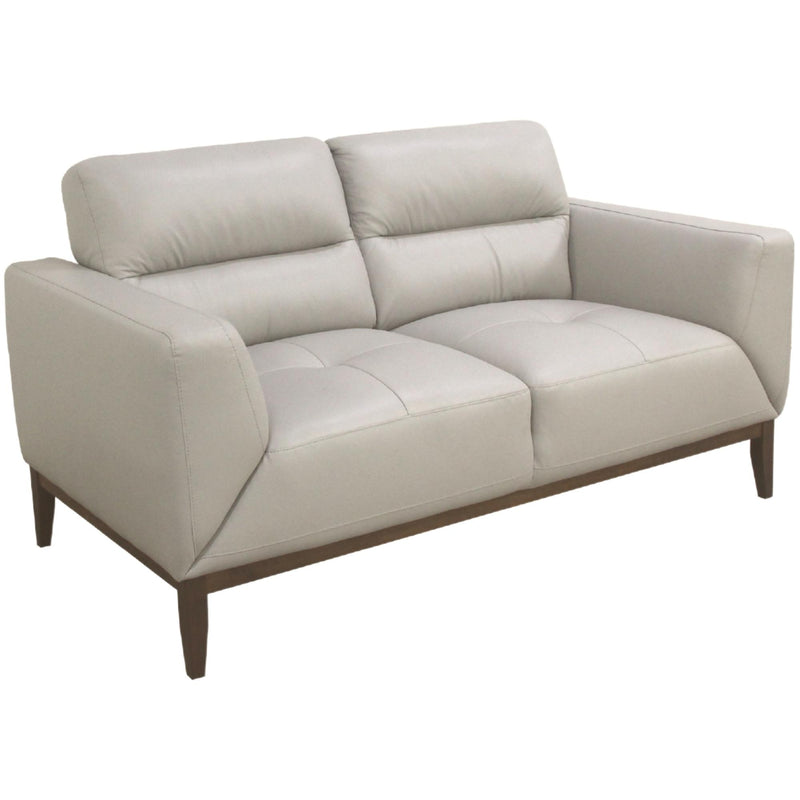Silver Genuine Leather Sofa 2 Seater Upholstered Lounge Couch