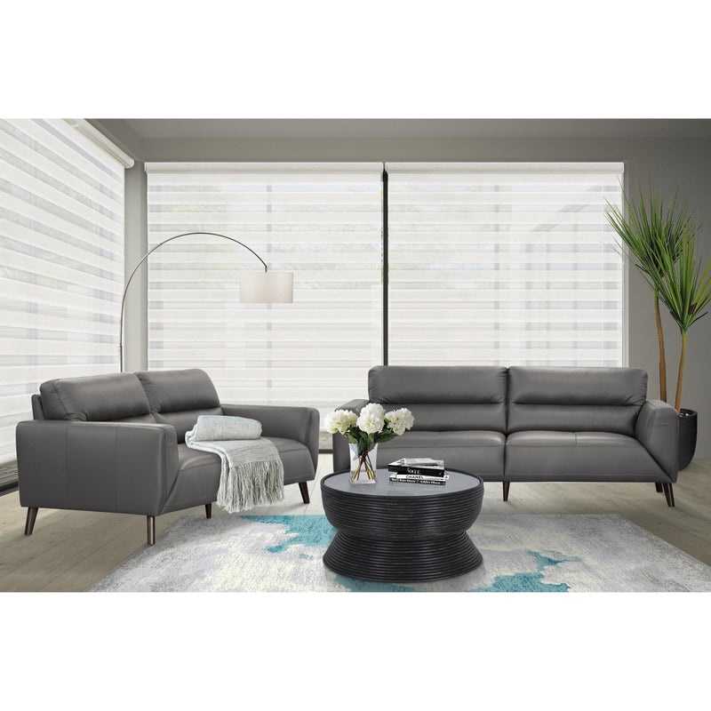 Gunmetal Genuine Leather Sofa 2 Seater Upholstered Lounge Couch