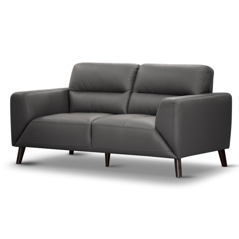 Gunmetal Genuine Leather Sofa 2 Seater Upholstered Lounge Couch