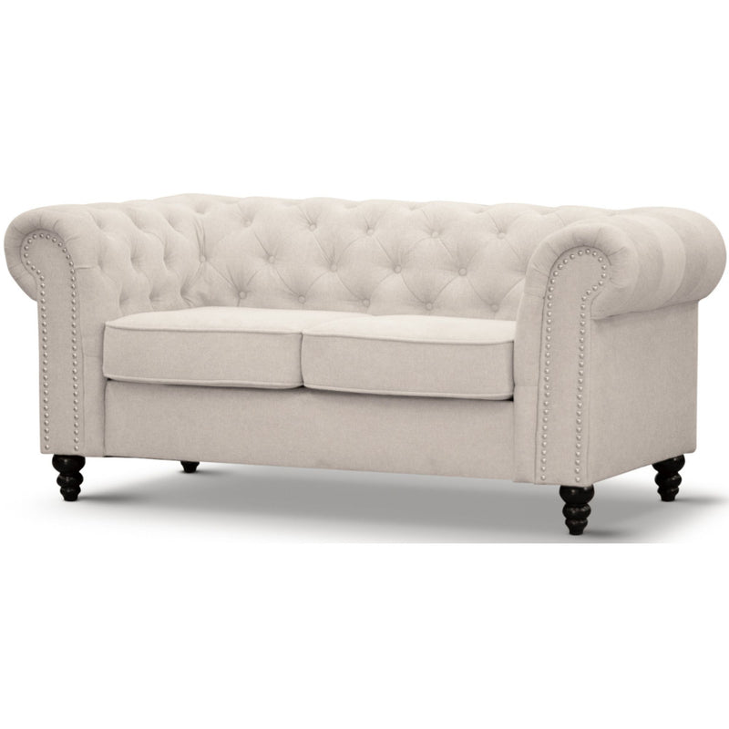 Zurich 2 Seater Sofa Fabric Uplholstered Chesterfield Lounge Couch - Beige