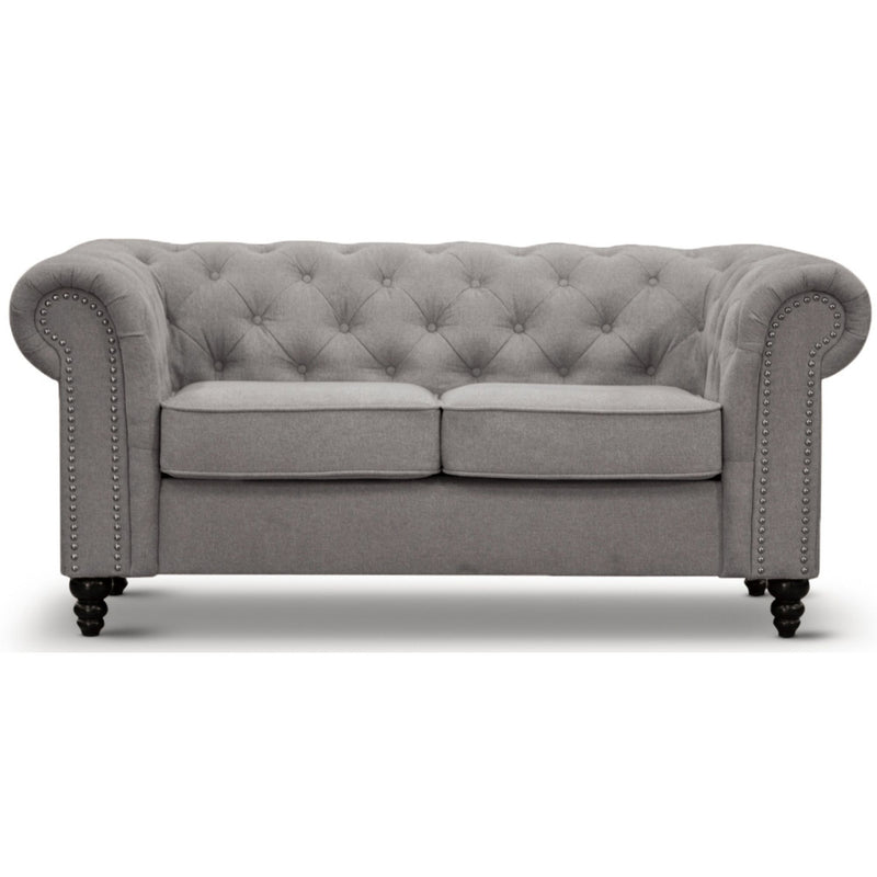 Zurich 2 Seater Sofa Fabric Uplholstered Chesterfield Lounge Couch - Grey
