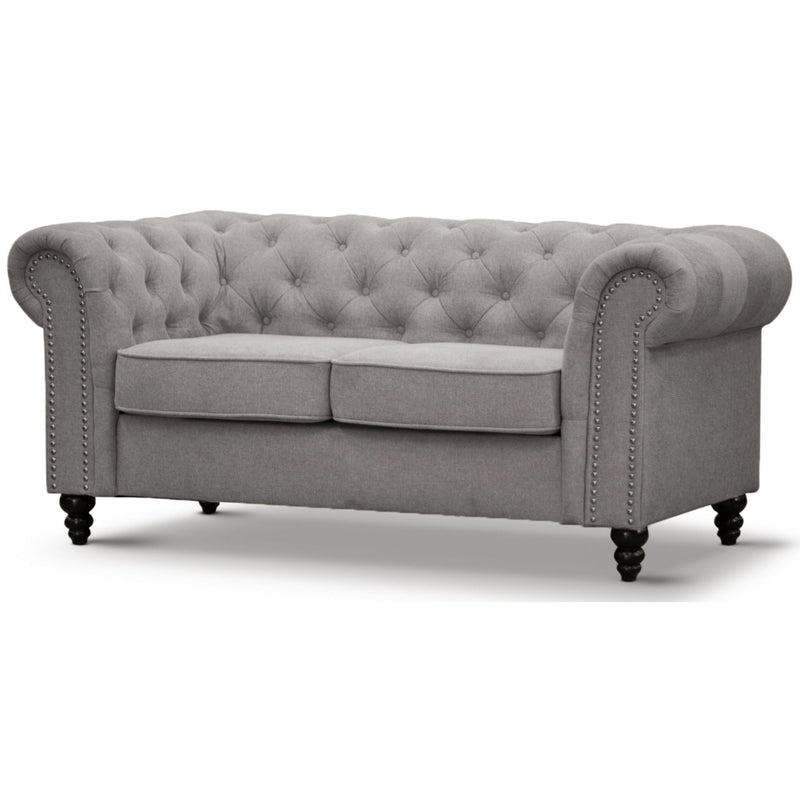 Zurich 2 Seater Sofa Fabric Uplholstered Chesterfield Lounge Couch - Grey