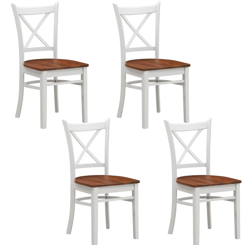 Crossback Dining Chair Set of 4 Solid Rubber Wood Furniture - White Oak