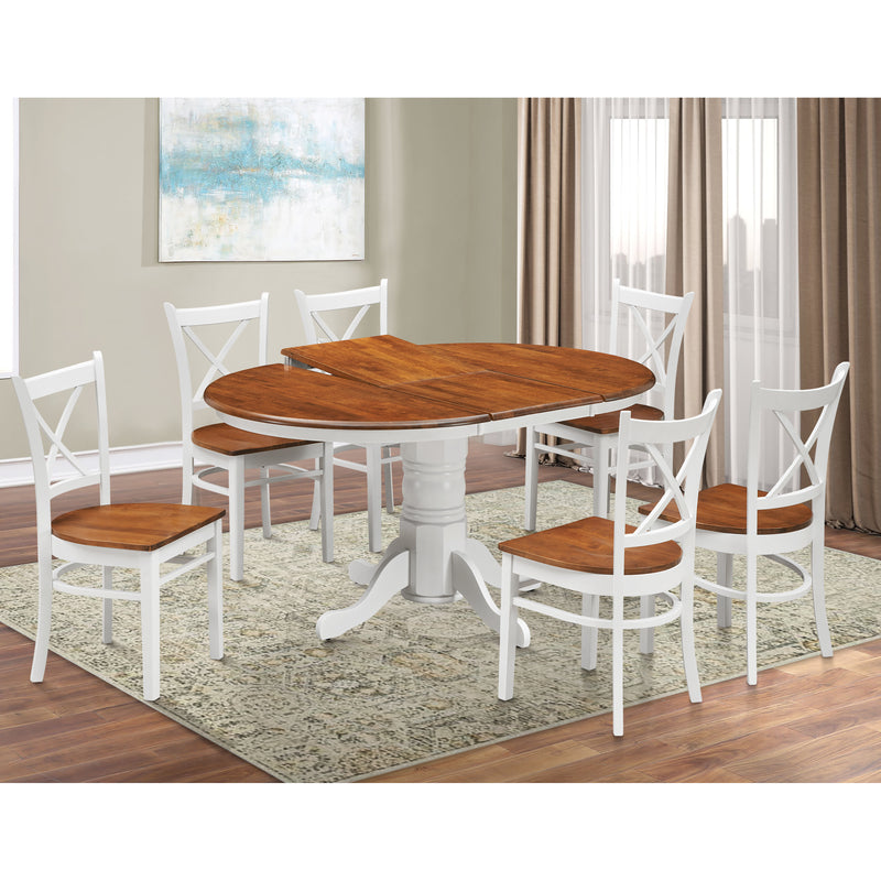 Crossback Dining Chair Set of 6 Solid Rubber Wood Furniture - White Oak