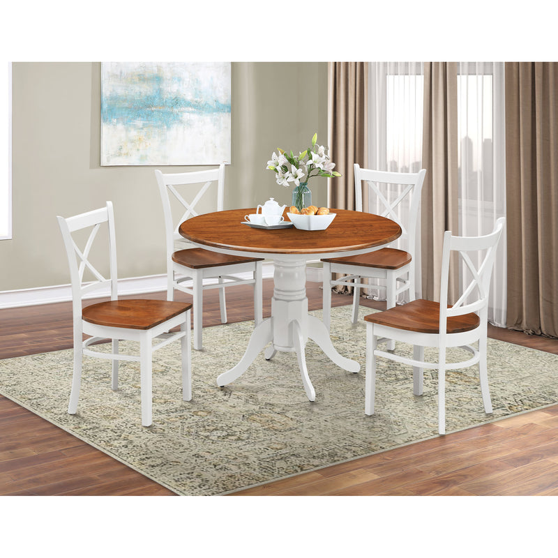 Crossback Dining Chair Set of 6 Solid Rubber Wood Furniture - White Oak