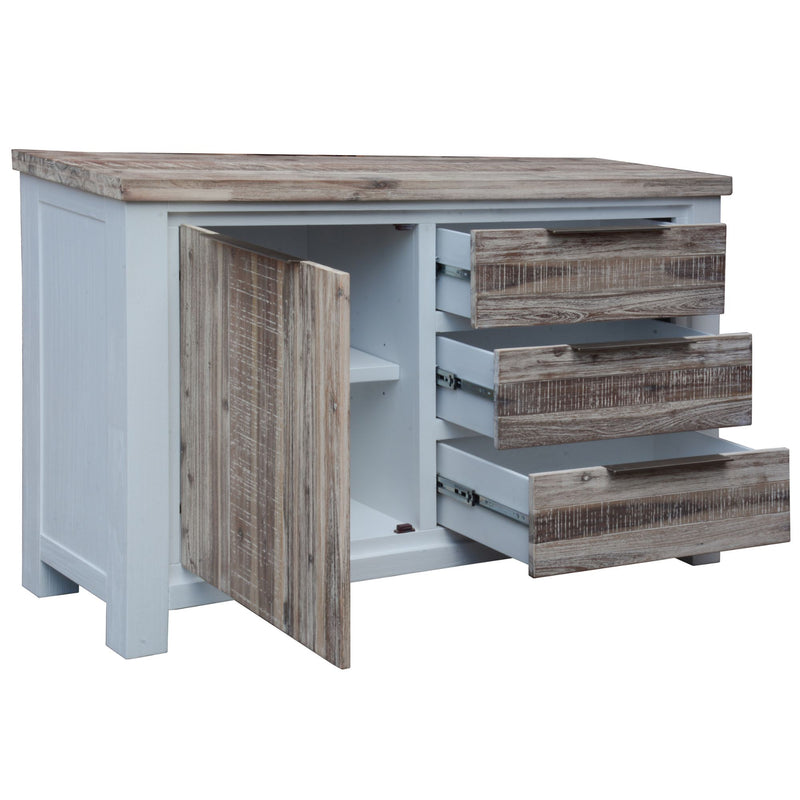 Solid Acacia Buffet Table 145cm Timber - White Brush