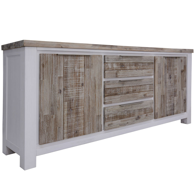 Solid Acacia Buffet Table 200cm Timber - White Brush