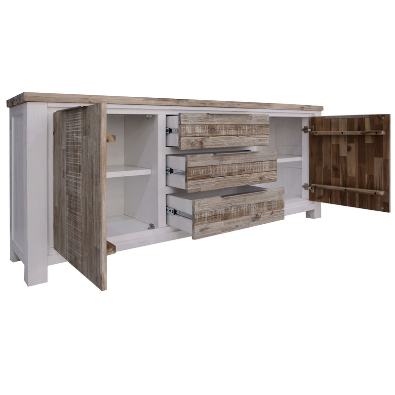 Solid Acacia Buffet Table 200cm Timber - White Brush