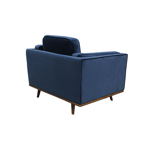 York Single Seater Velvet Sofa - Blue