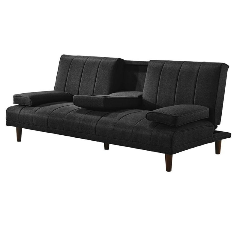 Arden Lounge Sofa Bed w/ Cup Holder - 3-Seater Charcoal