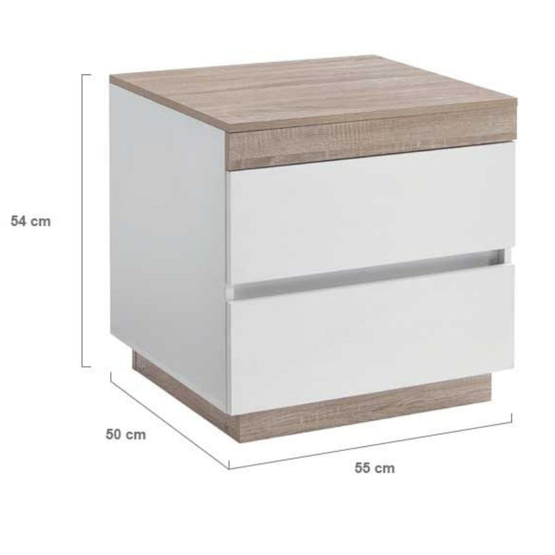 Calvin Side Table - Natural Brown & White