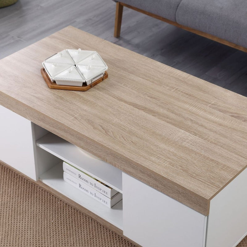 Calvin Coffee Table - Natural Brown & White