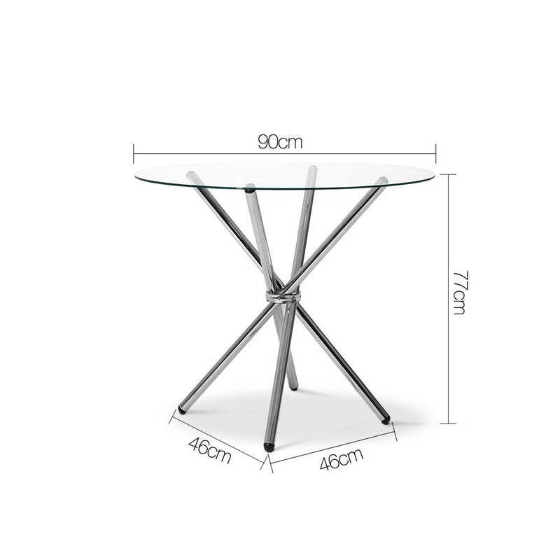 4-Seater Glass Top Dining Table