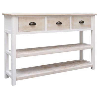 Prestige Console Table - White & Natural 3 Drawers