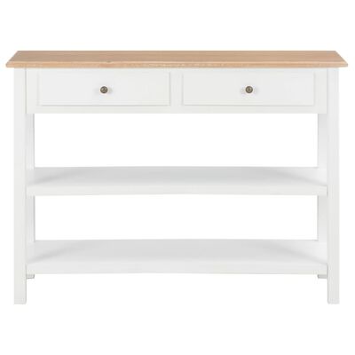 Calvin Console - White & Natural Wood 2 Drawers 2 Shelves