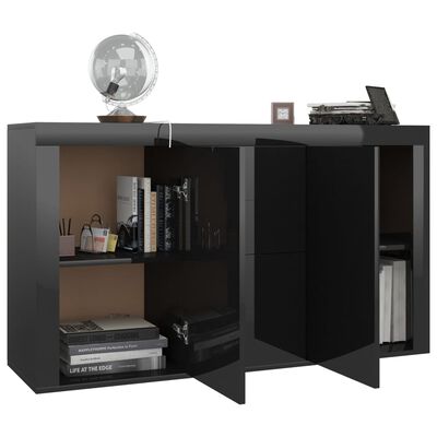 Essentials Sideboard Cabinet - High Gloss Black 4 Drawers