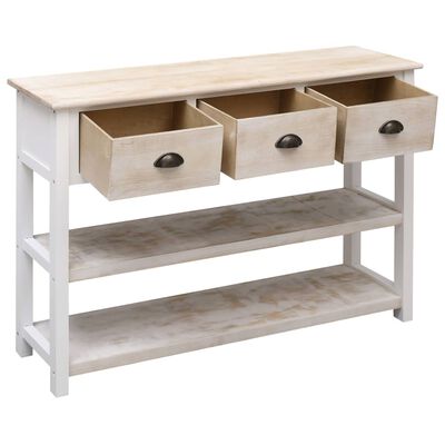 Prestige Console Table - White & Natural 3 Drawers