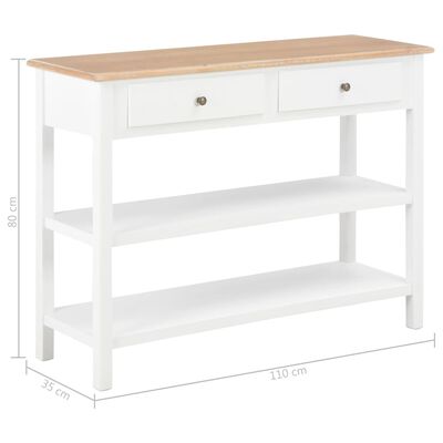 Calvin Console - White & Natural Wood 2 Drawers 2 Shelves