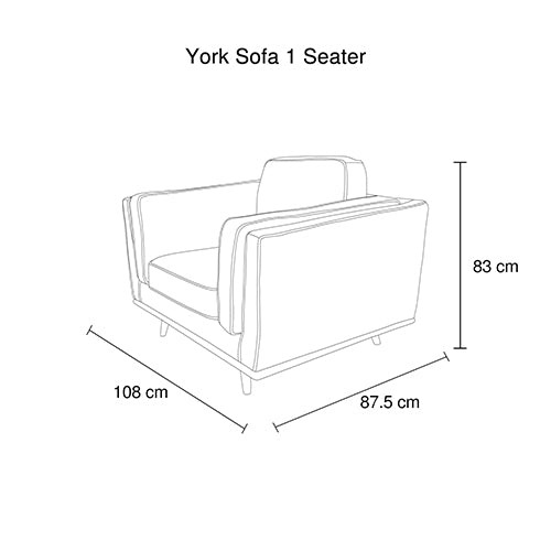York Single Seater Leather Sofa - Brown