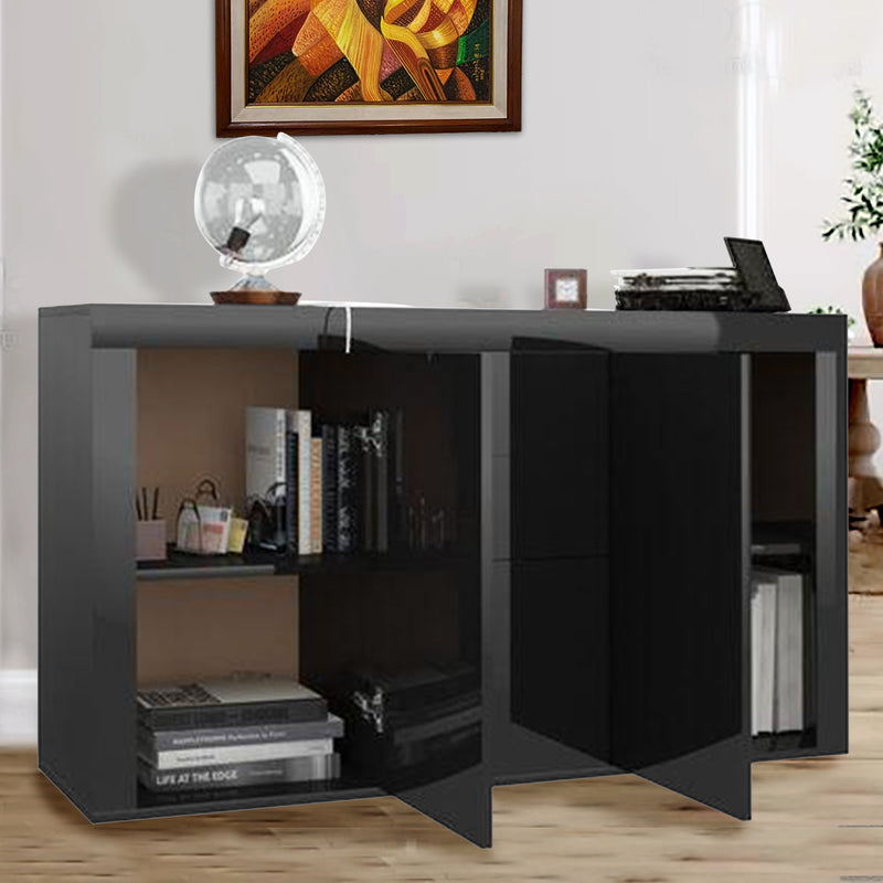 Essentials Sideboard Cabinet - High Gloss Black 4 Drawers